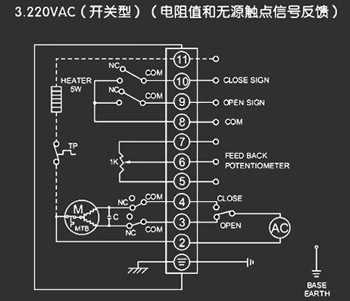 220VAC開關型<a href='http://www.oucloctite.com/Product/diefa/diandongdiefa/' target='_blank'>電動<a href='http://www.oucloctite.com/Product/diefa/' target='_blank'>蝶閥</a></a>接線圖